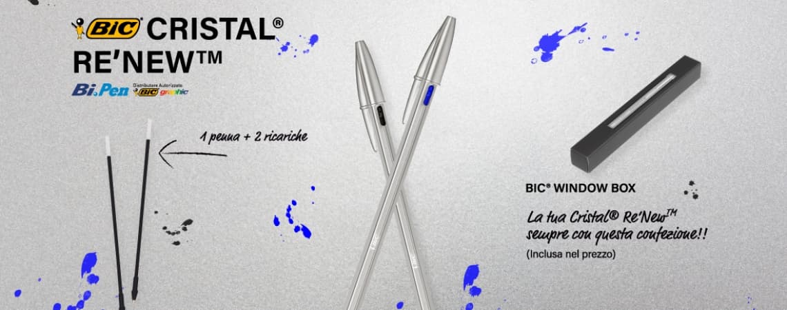 SCOPRI LA NOSTRA ICONICA PENNA BIC CRISTAL RE NEW