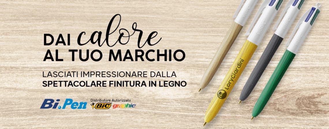 DAI CALORE AL TUO MARCHIO CON BIC 4 COLOURS WOOD STYLE