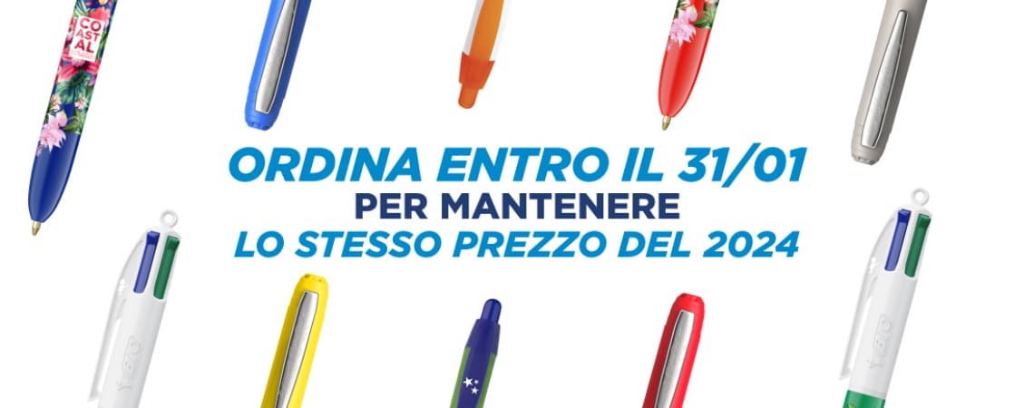 Acquista le tue penne personalizzate allo stesso prezzo del 2024!