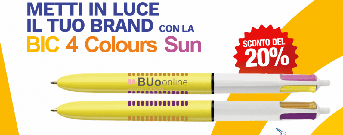 APPROFITTA DELLO SCONTO DEL 20% SU BIPEN PER PERSONALIZZARE LA TUA BIC 4 COLOURS SUN!