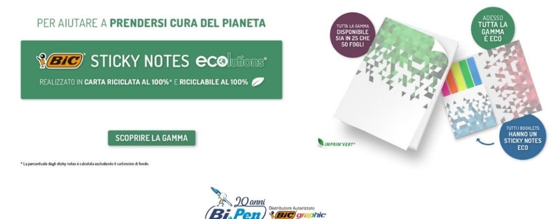 TUTTA LA GAMMA DEGLI STICKY NOTES BIC È ECO!