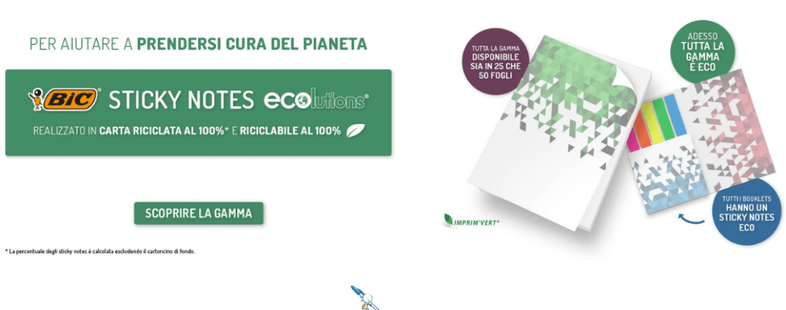VASTA GAMMA DI BIC STICKY NOTES ECOLUTIONS PERSONALIZZATI