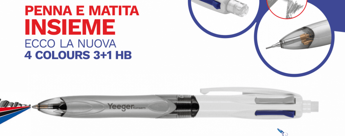 TRE PENNE A SFERA E UN PORTAMINA, ECCO LA NUOVA 4 COLOURS 3+1 HB