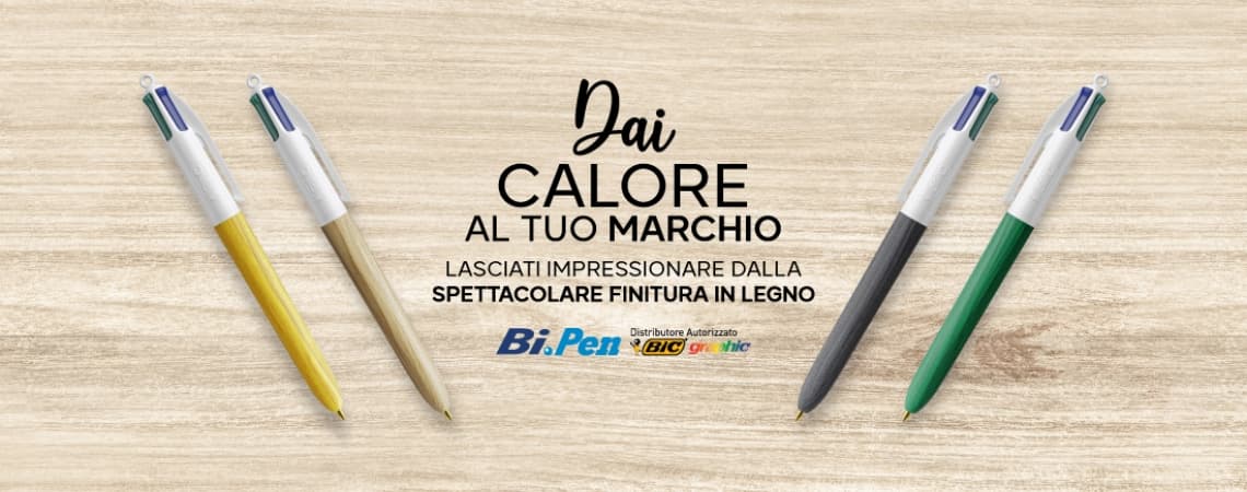 DAI CALORE AL TUO MARCHIO, SCEGLI BIC 4 COLOURS WOOD STYLE