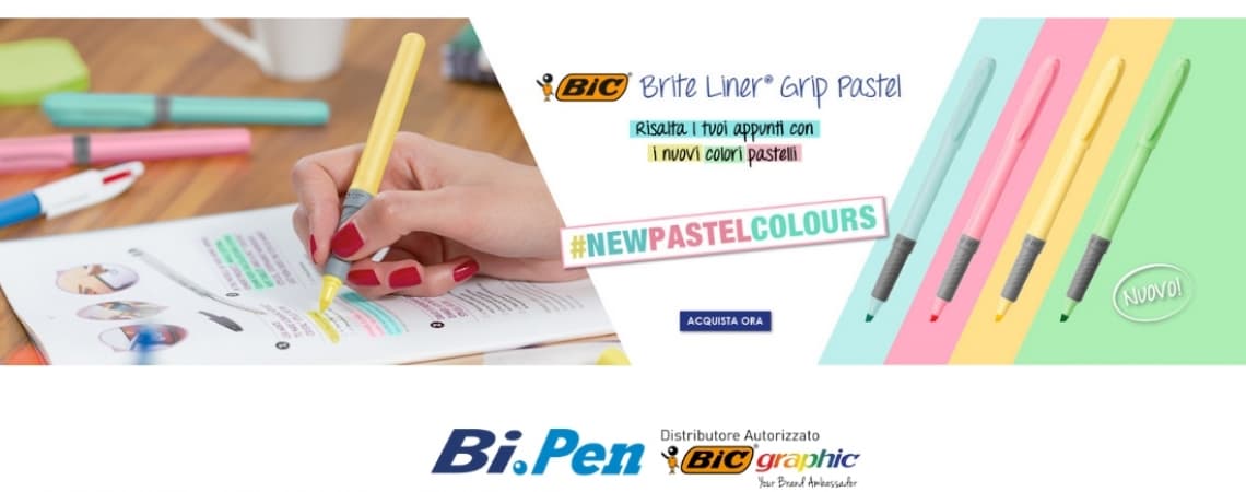 NUOVI COLORI PASTELLO PER BIC BRITE LINER GRIP